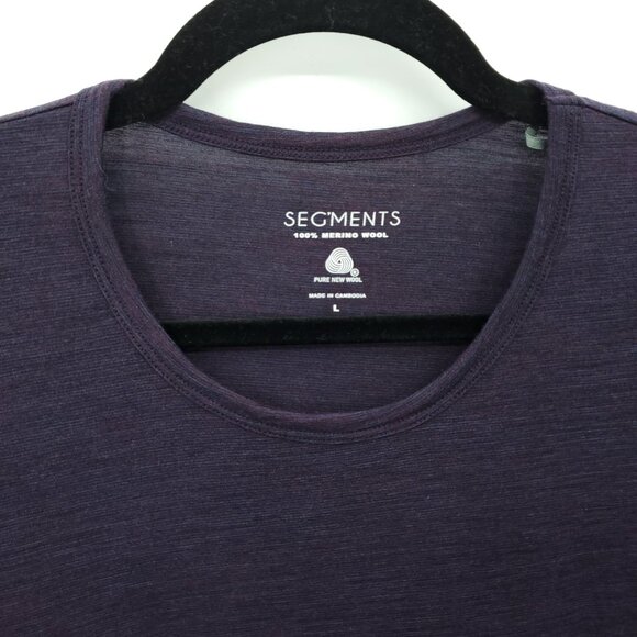Seg'ments 100% Merino Wool Crew Neck Long Sleeve Base Layer Top L Purple - Picture 6 of 14